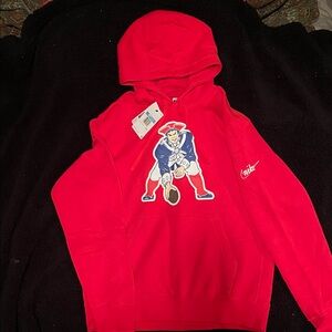 Nike Medium Red Hoodie with Vintage Patriots Graphic New With Tags